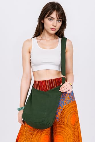 Your Cozy Hobo Sling Bags For Women Crossbody Bag Thai Top Handmade Shoulder Bag with Adjustable Strap - color: Dark Forest