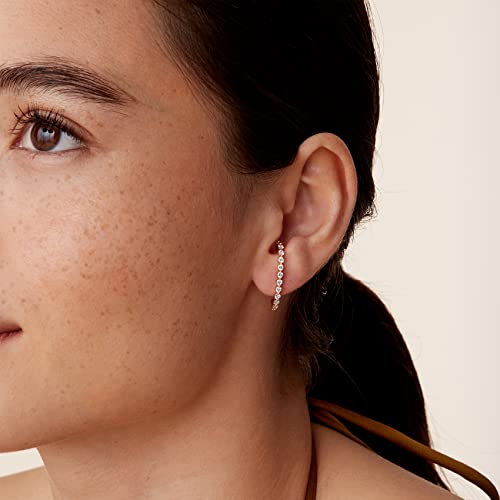 PAVOI 14K Gold Plated 925 Sterling Silver Post Minimalist Suspender Ear Cuff Earrings for Women | Wrap Earlobe Studs - style: Round CZ