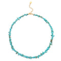 Aobei Pearl Gemstone Beaded Choker Necklace for Women Boho Turquoise/Cultured Freshwater Pearls/Garnet/Amazonite Jewelry - color: A Blue-green Irregular Turquoise