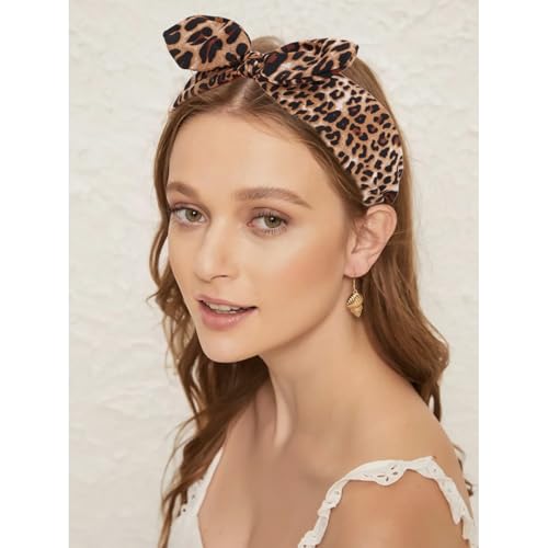CURASA Big Bow Headbands for Women Cheetah Girls Leopard Headband with Bow Fancy Fashion Headbands for Women Leopard Hair Accessories