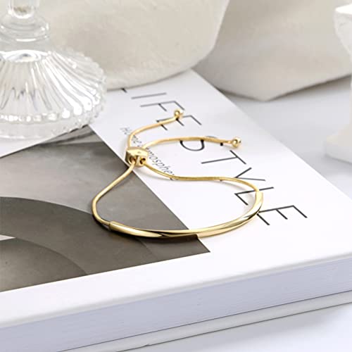 WOWORAMA Adjustable Slider Bracelets for Women Bar Friendship Bangle Bracelet for Women Gold/White Gold/Rose Gold Bolo Bracelet - color: Twist Bar-Gold