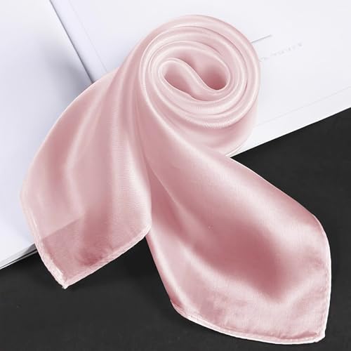 Ciormis 100% Mulberry Silk Scarf-Women's 21''/27''Square Silk Hair Head Scarf Neckerchief with Gift Packaged - color: 21''x 21''-style 21-pink
