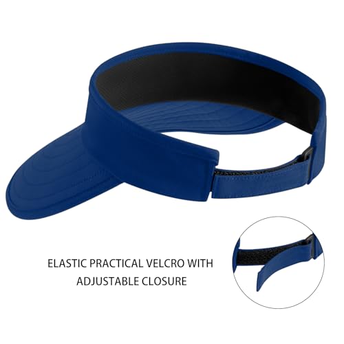 WANDER Sun Visor Hats for Women Wide Brim UV Protection Adjustable Large Golf Beach Cap Packable Travel Sport Visor - color: Royal Blue