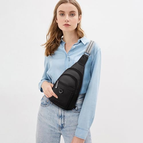 cakang Womens Sling Bag Crossbody Bags for Women Vegan Leather Sling Backpack Daypack Fanny Pack Crossbody Purse Travel - color: 1-black