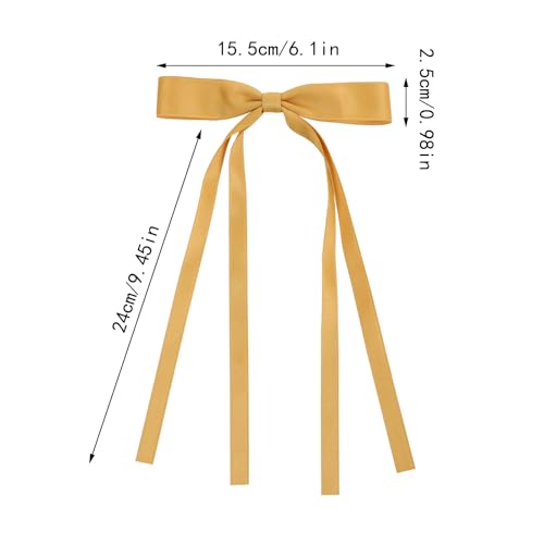 WORTL Hair Bows Clips Coquette Ribbon Bowknot with Long Tail Princess Hair Bows French Barrettes Hair Accessories for Women Girls 16PCS (Pink, Yellow, Cream, Aquamarine) - color: Pink, Yellow, Cream, Aquamarine