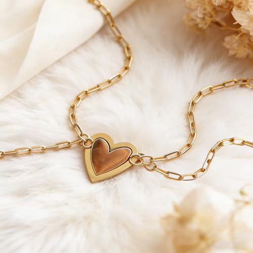 Mother Daughter Bracelets 18K Gold Plated for Mothers Day Birthday Friend Gifts, Heart Jewelry Mommy and Me Bracelets for Women, Adjustable Matching Friendship Bracelets