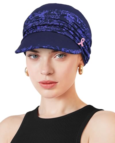 Chemo Headwear Viscose Newsboy Cap for Women Summer Hats - color: Blue Paisley