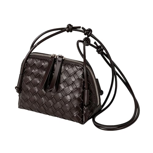 JYG Woven Crossbody Bags for Women PU Leather Handwoven Shoulder Bag Mini Satchel Purses with Adjustable Strap 2026 - color: Coffee