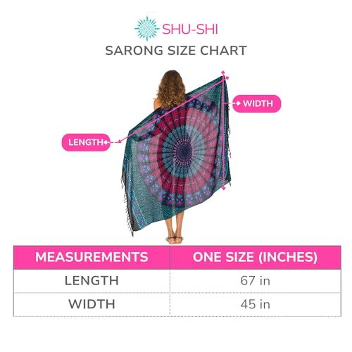 SHU-SHI Sarong Wraps for Women Long Beach Cover ups Pareo Bathing Suit Wrap Skirt Mandala Sarongs Coverup - color: Black/Yellow