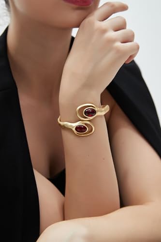 Chunky Gold Bracelet Trendy Gold Cuff Bracelets for Women Statement Silver Arm Cuffs Bangles Arm Punk Jewelry Accessories - style: Chunky Cuff