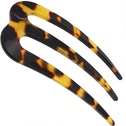 Camila Paris CP3155 French Twist Stick Clip Pins, Tokyo, Wavy Hair Pin 3-Prong Hair Fork for Girls Spiral Updo Chignon Bun Holder, Flexible Styling Hair Accessories for Women, Handmade in France - color: 3-Prong Tokyo