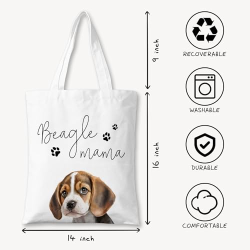Dog Mama Canvas Tote Bag for Women, Dogs Lover Gift for Dog Mom, Birthday Christmas Cute Rottweiler Gifts For Women. - color: Beagle Mama (019)