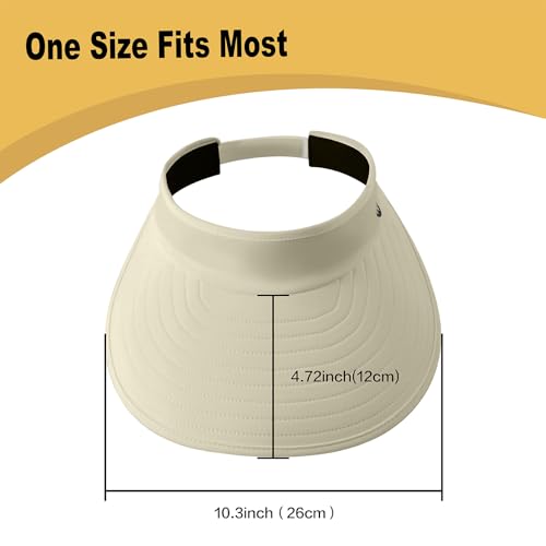WANDER Sun Visor Hats for Women Wide Brim UV Protection Adjustable Large Golf Beach Cap Packable Travel Sport Visor - color: Light Khaki
