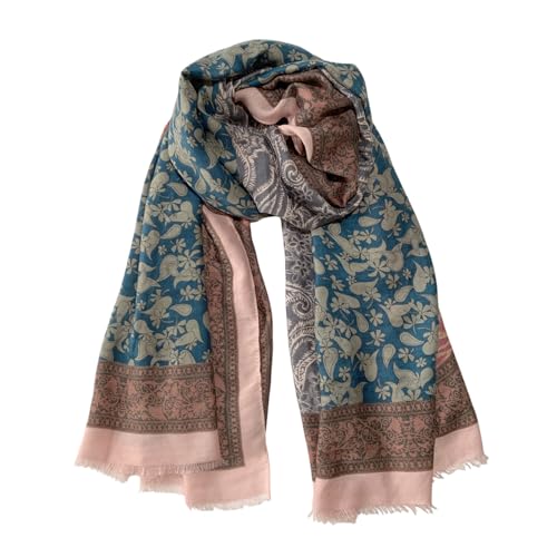 Paisley Pashmina Feel Shawls Wraps for Women Rave Scarf Soft Silky Exotic Boho All Seasons - color: Pink