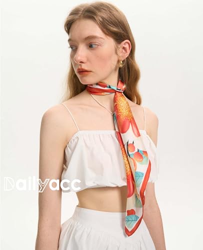 Dailyacc Hair Bandanas Scarf For Women Lightweight Fashion Neck Silk Satin Head Scarves For Sleeping Handbags Scarf - color: 20-large Flower/27.5*27.5in