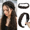CJL HAIR 2PCs Braided Headbands Hair Piece for Women Synthetic Hair Hoops Head Bands Handmade Braid Hairband Accessories Elastic Stretch Headwrap Dark Brown - color: 2PCS-Dark Brown