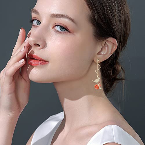 Lightweight Boho Chic Crystal Asymmetry Flower Drop Earrings White Long Dangle Petals Tassel Earrings for Women Wedding Jewelry - color: B