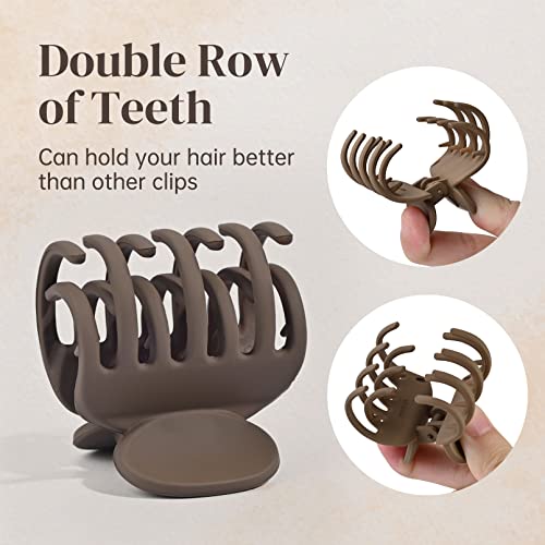 DEEKA Double Row Teeth Hair Clips Small Claw Clips for Thin Hair 4 Pack 1.6" Medium Matte Non-slip Short Hair Accessories for Women and Girls - color: Matte Neutral Colors, size: 4 Count (Pack of 1)