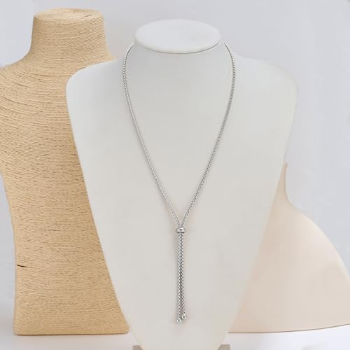 Gold Silver Necklace for Women Y Chain Adjustable Gold Long Necklaces Fashion Dainty Jewelry - color: silver B
