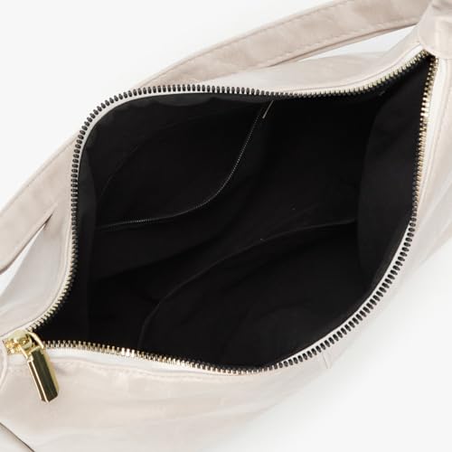 Brown Shoulder Bag for Women,Brown Leather Purse Slouchy Hobo Bags Everyday Purse Daily Commuting Bag with Zipper - color: White