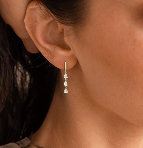 Gold Earrings for Women Trendy, Simple Dainty 14K Gold Plated Paperclip Square Chain Link Dangle Hoops Earrings Pin Stud Huggie Earrings Lightweight Hypoallergenic Minimalist Aesthetic Gold Jewelry for Christmas Gifts - color: style 2