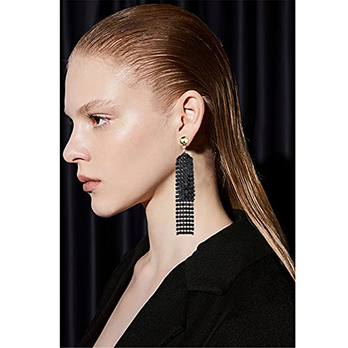 coadipress Metal Mesh Grid Sequins Tassel Long Drop Dangle Earrings for Women Trendy Lightweight Charms Disco Vintage Colorful Long Hook Earrings Bridal Wedding Jewelry - color: Long Silver Mesh