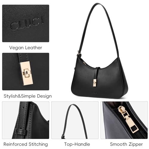 CLUCI Shoulder Bag for Women, Purses for Women, Handbag Hobo Bags Vegan Leather Crossbody Purse with Adjustable Strap Black - color: A-black-small