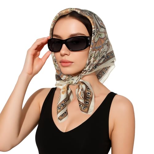 RIIQIICHY Women Head Hair Scarf Like Satin Silk Scarf Sleeping Hair Wrapping Night 27.5" - color: C004