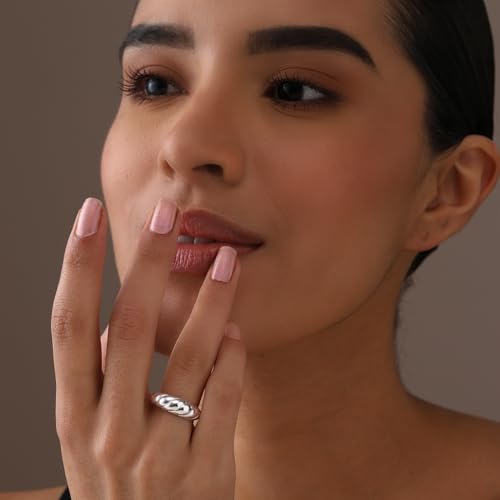 LeCalla 925 Sterling Silver Chunky Bold Signet Rings for Women and Men | Textured Twisted and Ribbed Statement Rings | Minimalist Texture Silver Ring Jewelry for Women & Men (Sizes 6-8 No.) - size: Ring Size-7No., style: Croissant Braided