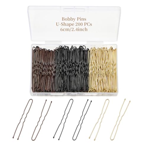 QIUTIMIY 200 Pcs 2.4 Inch U-Shaped Bobby Pins Mix Metal Hair Pins Hair Accessories for Women Stylists Hair Sticks Girl - color: Multi-colored, size: U-2.4in