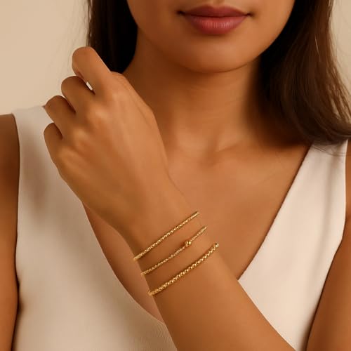 Gold Beaded Cross Bracelet for Women, 14K Plated Adjustable Stackable Dainty Bracelets, Non Tarnish Fashion Jewelry Set Gifts for Women Birthday Friendship - color: Colors-16