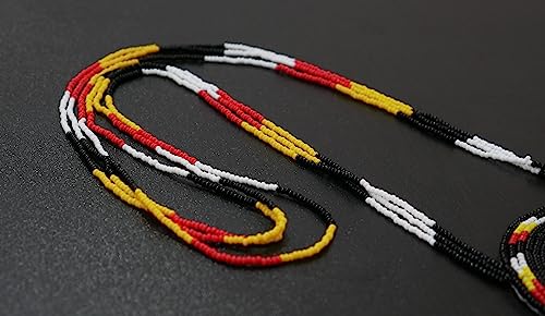 Handmade Native American Style Tribal ethnic Seed Bead Beaded Layered Medallion Necklace #1 - color: Bear Paw Black