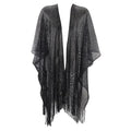Sparkle Metallic Evening Shawls for Women formal Party Dresses Beach Travel Cardigan Shawl Wrap for Swimsuit - color: P-black Silver