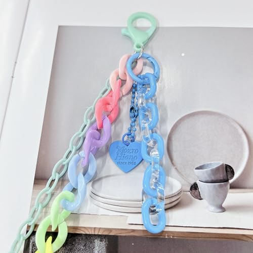 Y2k Heart Pendant Rainbow Acrylic Pants Trousers Chain for Women Chunky Colorful Resin Removable Love Charm Layered Rock Wallet Belt Pocket Waist Jeans Belly Chains Backpack Body Accessories - color: Blue
