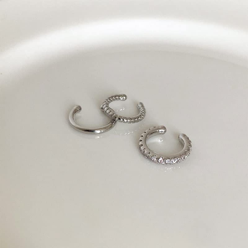 Ear Cuffs Non Piercing Sparkly Cuffs for Women Non Piercings Hypoallergenic Fake Piercings Sparkle Clip On Earrings Bling Cartilage Earring Ear Cuff Earrings for Women Dainty Earring - style: 4 - S 3PCS