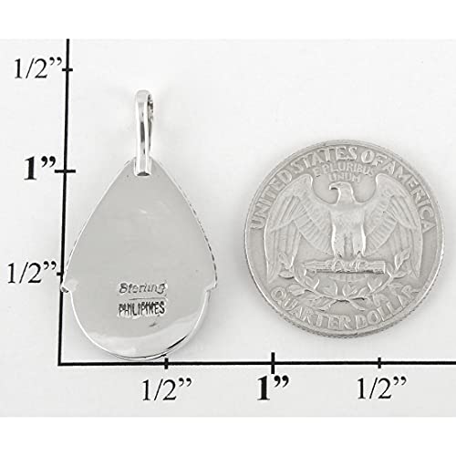Turquoise Pendant Necklace Sterling Silver 925 (Sterling Silver Pendant with 20" Stainless Chain)
