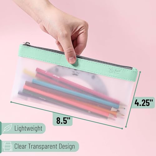 Mr. Pen- Clear Pencil Pouch, 8.50"x4.25", 3 Pack, Durable TPU Material | Medium Water-Resistant Pencil Bags with Smooth Zipper, Multipurpose Clear Pouch for Stationery, School, Office - color: Pastel, size: 3 Pack, Medium