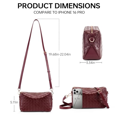 Woven Crossbody Bags for Women Small Crossbody purse Leather Clutch Purse with Adjustable Strap for Everyday Use - color: Red