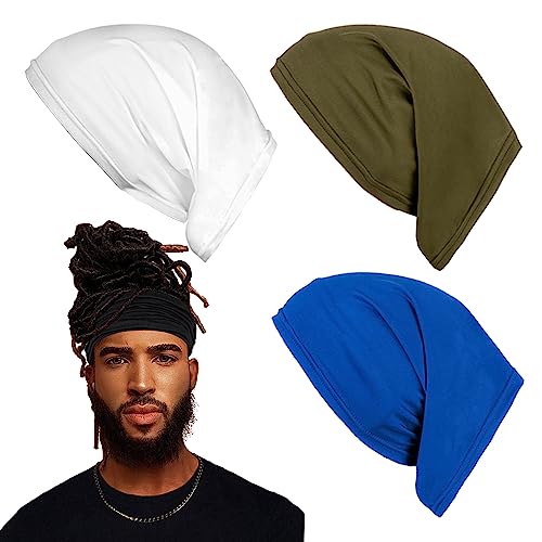 Leeven Sleep Shower Cap mens bonnet Long Hair Dread Loc Cap Long Braid Cap Elastic Dreadlock Tube for Men Woman - color: White, Black, Royal Blue, Army Green