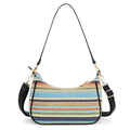 Straw Shoulder Bag for Women – Summer Woven Colorful Stripe Purse - color: Multicolor Straw