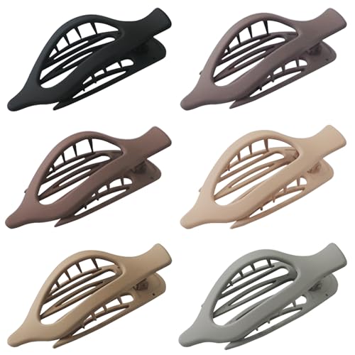 GKETN 6 Pack Flat Hair Claw Clips for Women Duck Billed French Lay Down Hair Barrettes Accessories 100% Polycarbonate Matte Neutral Color - color: Mixed Matte Neutral Color