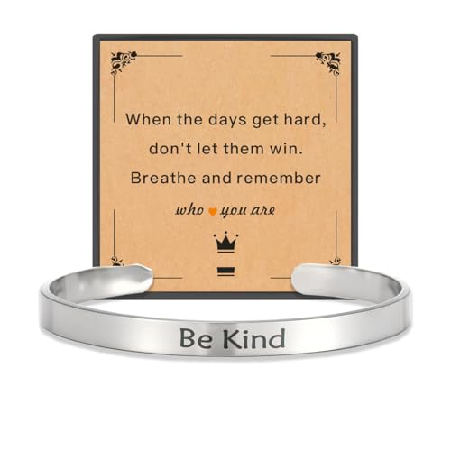 Remember Who The You Are Motivational Cuff Bracelet for Women, Stainless Steel Color Inspirational Bangle Bracelets with Engraved Hidden Message Jewelry for Sisters BFF Friends Gifts - color: Silver