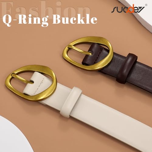 SUOSDEY Women Leather Belt for Jeans Pants, Fashion Dress Waist Belt with Gold Buckle - color: B-coffee, size: XL:Fit waist 42''-46''