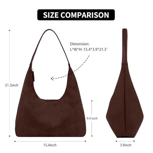 Women’s Trendy Suede Tote Bag Shoulder Bags For Women Fall Underarm Bag Winter Hobo Bag Work Purses Suede Travel Handbag - color: Armygreen
