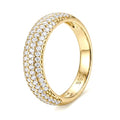 Cross Ring 14K Gold Plated 925 Silver with CZ, Stackable Rings - color: Multi CZ 14K Gold, size: 5