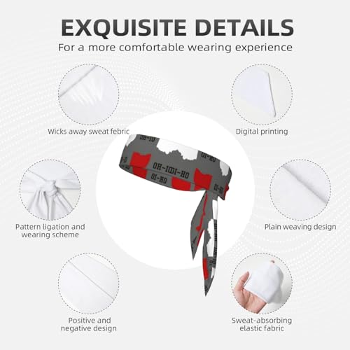Sports Head Tie Westie Dogs Beach Summer Tropical Tie Sweatband Headband Men Women Elastic Bandana Adjustable Non-Slip Moisture Wicking for Running Football Yoga Workout Athletic Hair Ninja Head Band - color: Ohio State Gray