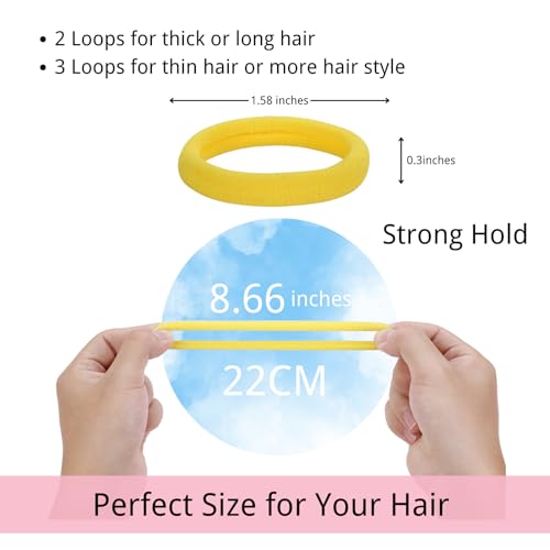 LuSeren 120 Pcs Yellow Hair Ties for Women, No Damage Soft Seamless Nylon Hair Elastics for Thick Hair, Ponytail Holders, Solid Yellow Hair Accessories - color: Yellow