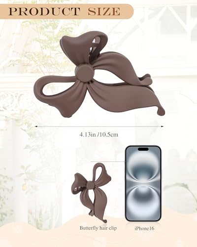 4 PCS Bow Hair Clips Bow Claw Clip for Women, Large Hair Claw Clips for Thin Thick Long Hair Cute Nonslip Bows (Dark khaki+light khaki+Dark Brown+Beige) - color: Dark khaki+light khaki+Dark Brown+Beige
