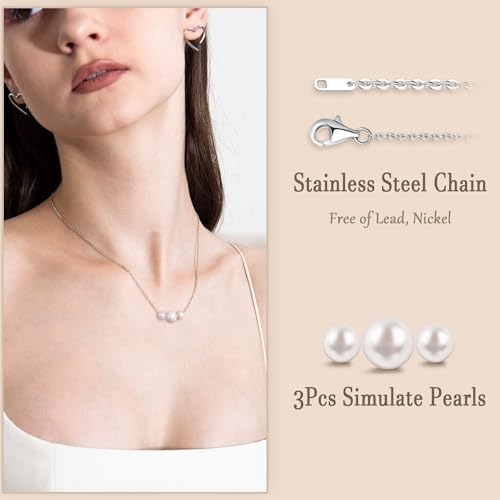 Trinckle Pearl Necklaces for Women, Gold Pearl Choker Single Pendant Necklace Layered Daisy Jewelry for Prom Birthday Gifts, Prom Wedding Strands for Bride Bridesmaids as Beach Summer Accessories - style: Silver necklace