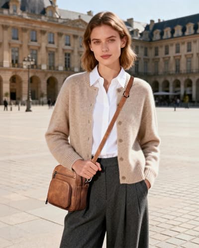 FADEON Small Purses for Women Crossbody Bags, Designer PU Leather Mini Cross Body Purse Travel Shoulder Bag Card Slots - color: 1 Brown Retro Style